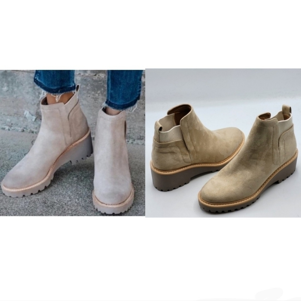 DOLCE VITA RIELLE LUG HIKER SUEDE BOOTS IN TAUPE SIZE 8. - Picture 2 of 16